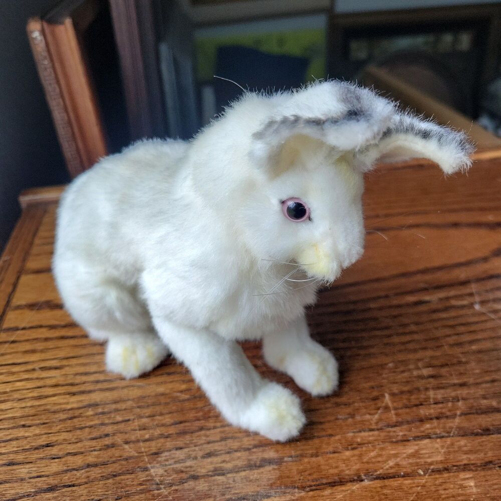 Hansa Realistic White Bunny Rabbit Hare 8" Plush Toy